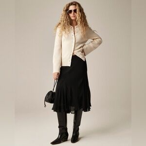 Gwyneth flounce-hem slip skirt in chiffon in black